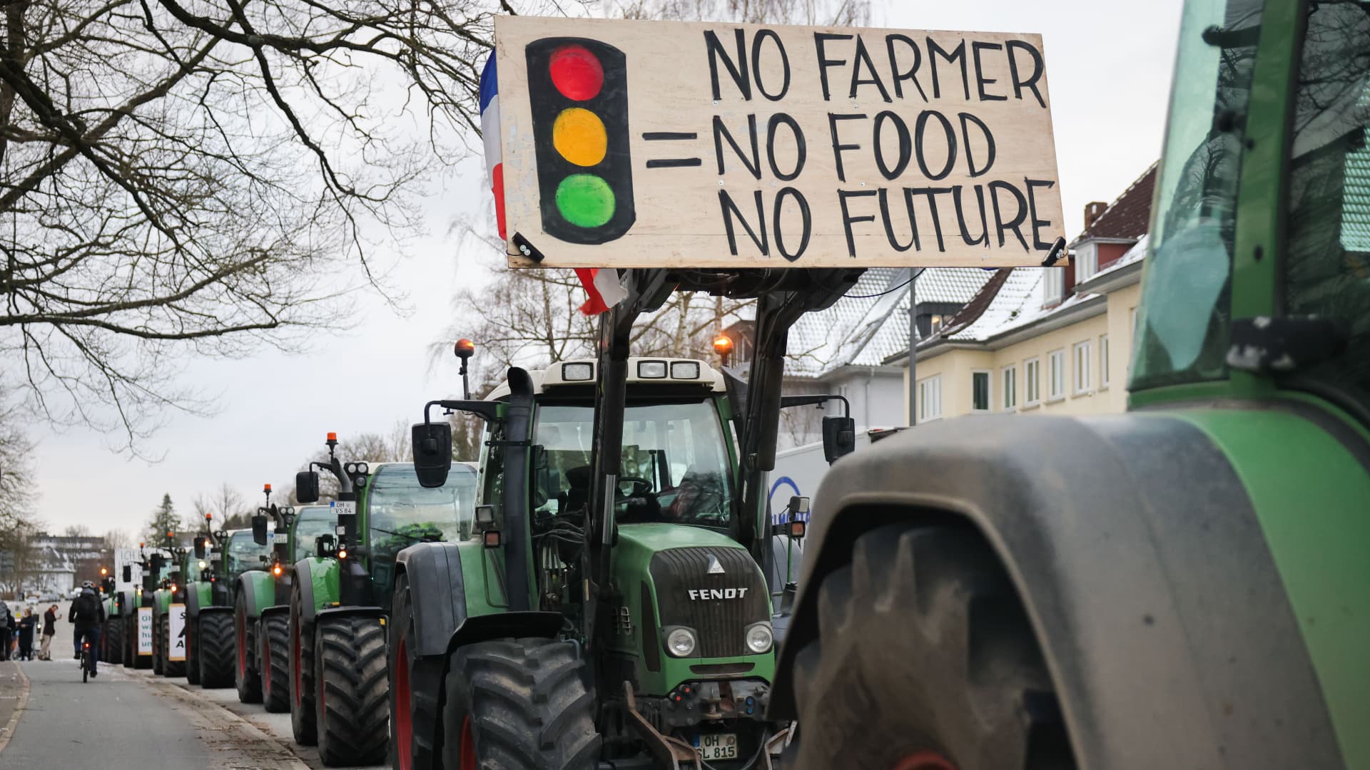 German farmers block roads with tractors in protest over agriculture policies